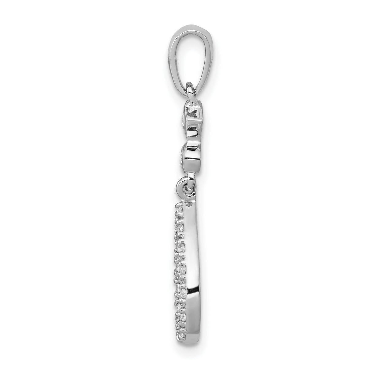 1/8ct Vintage Teardrop Diamond Charm Pendant in Real 14k White Gold
