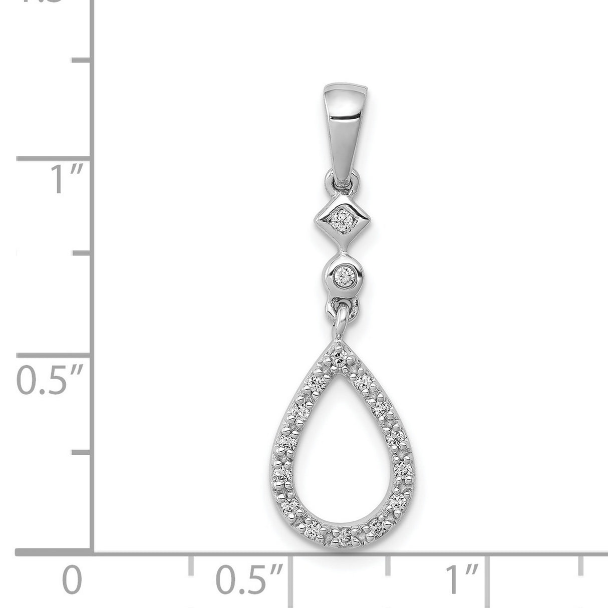 1/8ct Vintage Teardrop Diamond Charm Pendant in Real 14k White Gold