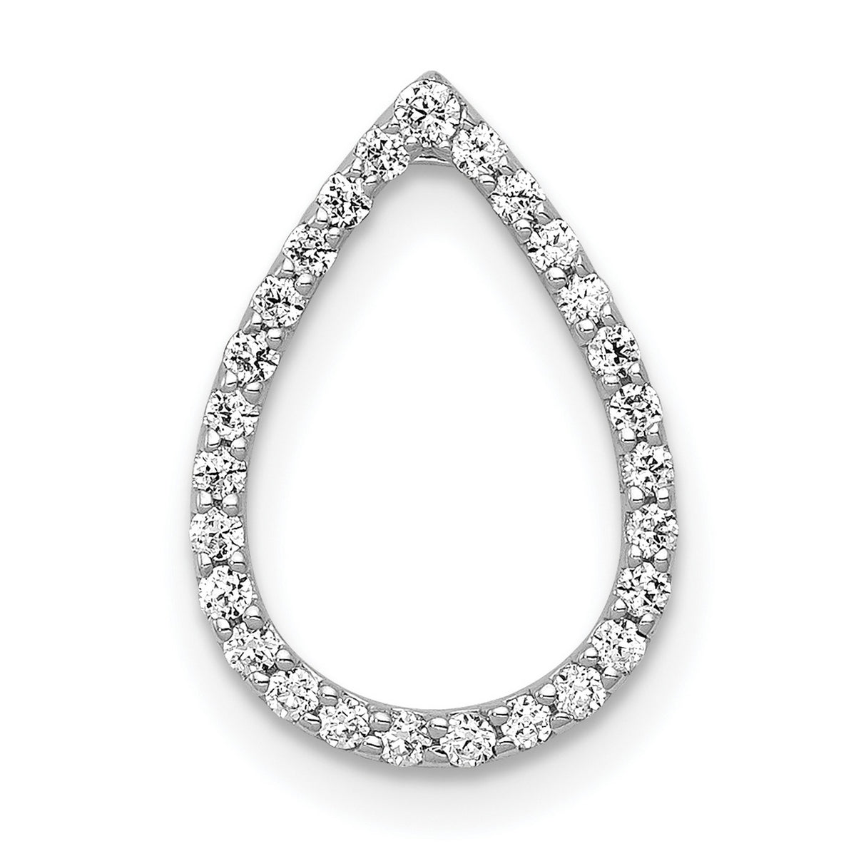 14k White Gold Teardrop Diamond Pendant with Open Design for Women