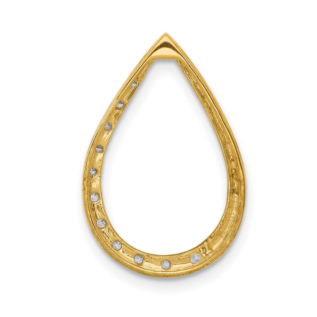 14k Yellow Gold Teardrop Pendant with Diamond Accents, Open Design for Women