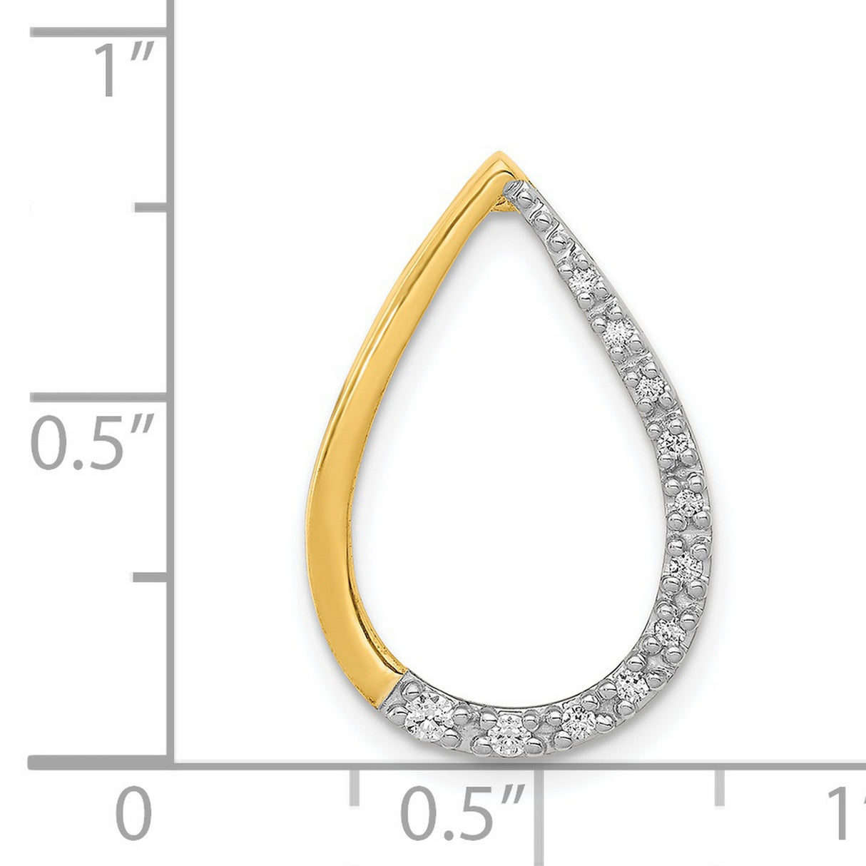 14k Yellow Gold Teardrop Pendant with Diamond Accents, Open Design for Women