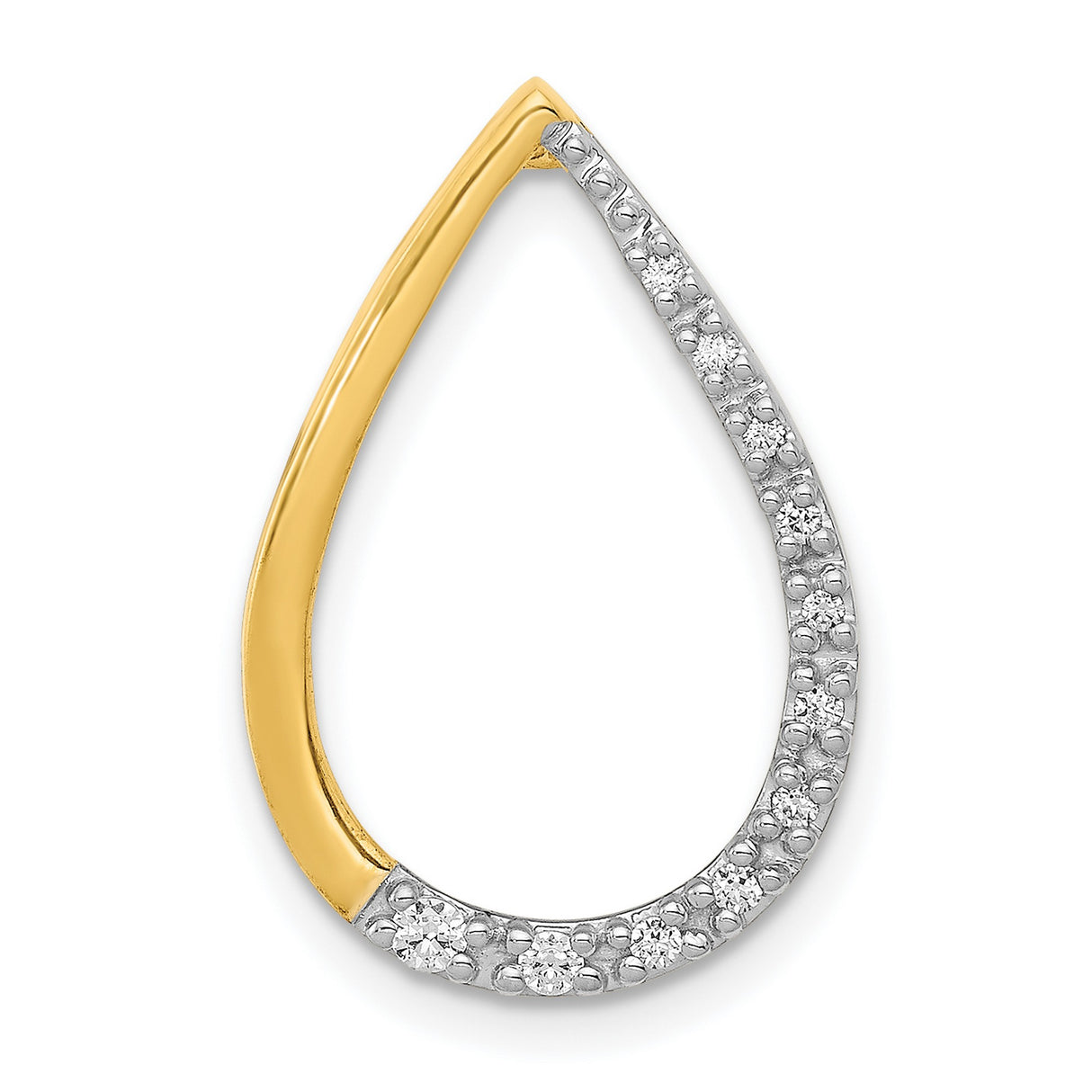 14k Yellow Gold Teardrop Pendant with Diamond Accents, Open Design for Women