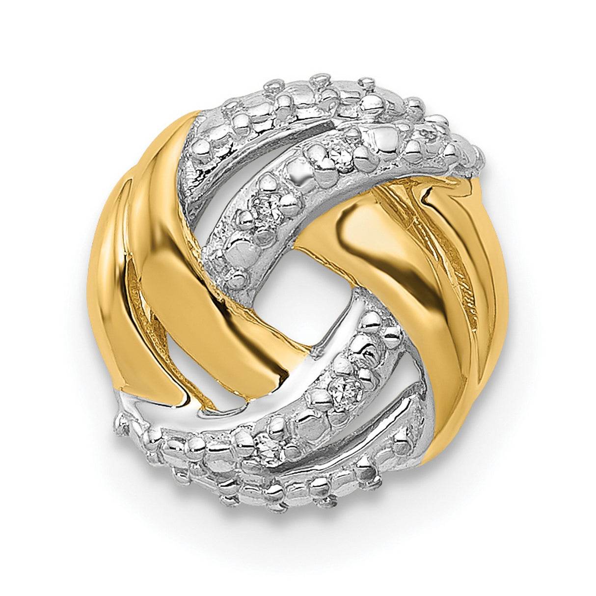 14k Multi-Tone Gold Knot Stud Earrings, Two-Tone Love Knot Design, Polished and Textured Finish