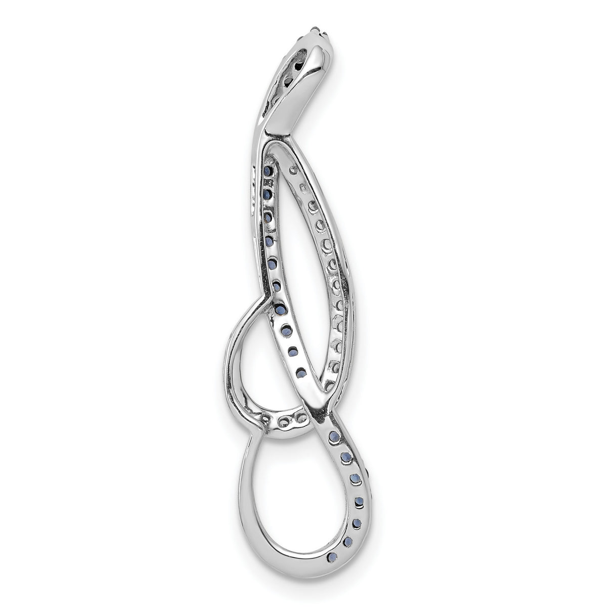 14k White Gold Infinity Pendant with Blue and White Diamonds, Modern Symbolic Jewelry for Women