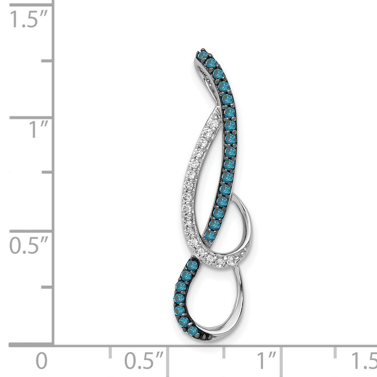 14k White Gold Infinity Pendant with Blue and White Diamonds, Modern Symbolic Jewelry for Women