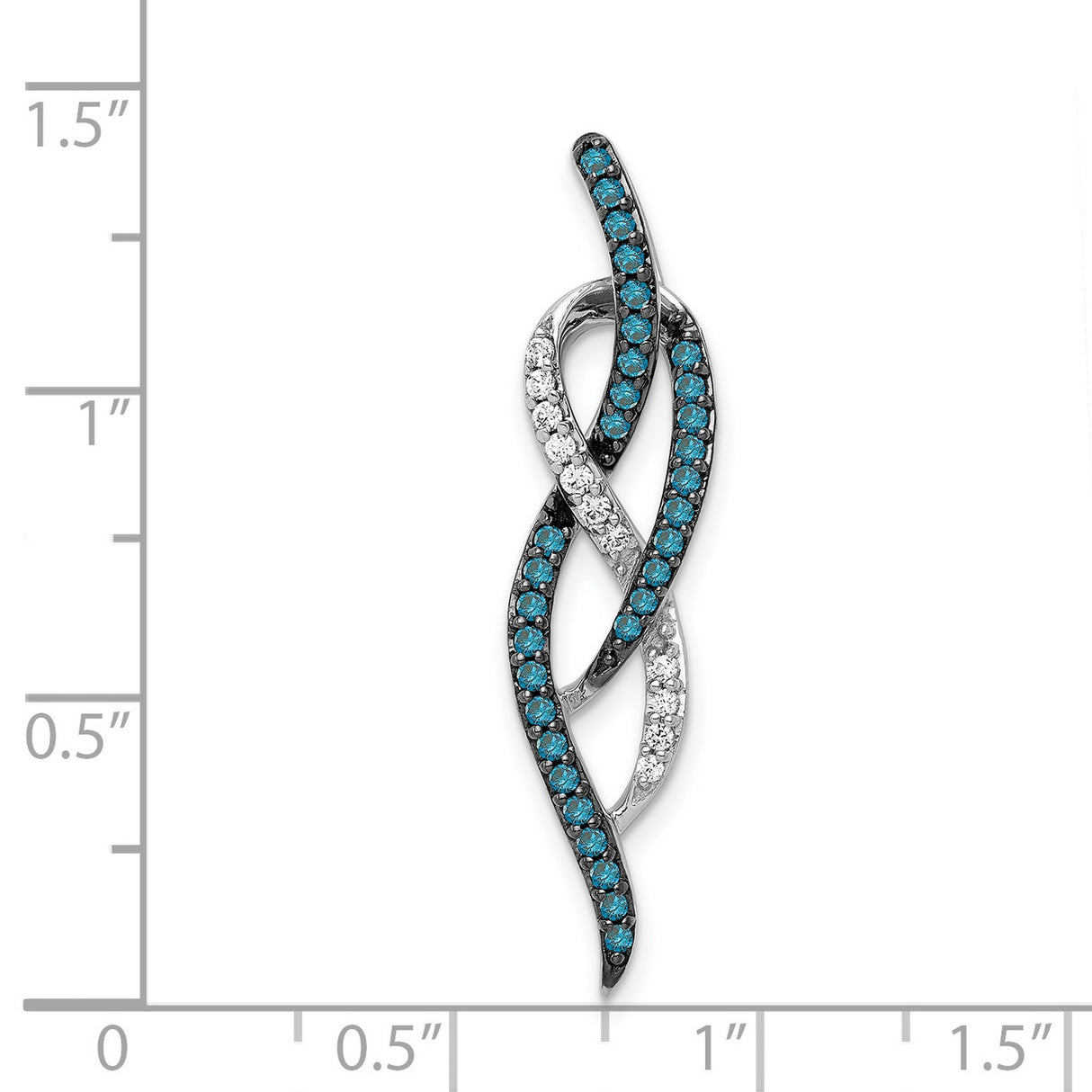 14k White Gold Diamond Pendant with Blue and White Diamonds, Twisted Intertwined Design