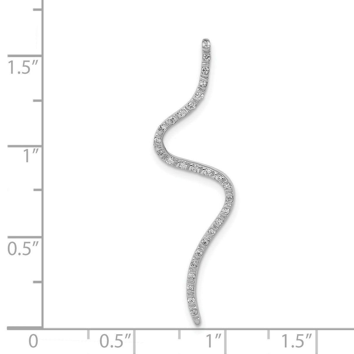 14k White Gold Diamond S-Curve Pendant with Modern Wave Design for Women