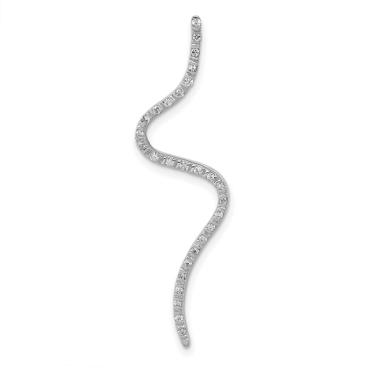 14k White Gold Diamond S-Curve Pendant with Modern Wave Design for Women