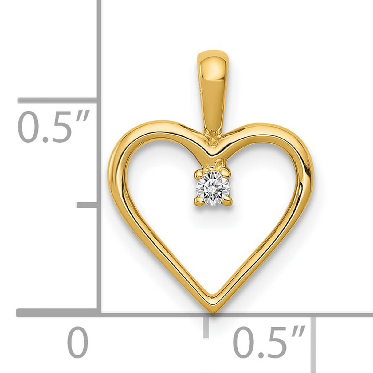 10k Yellow Gold Heart Pendant with Diamond Accent, Open Heart Symbol of Love Jewelry for Women