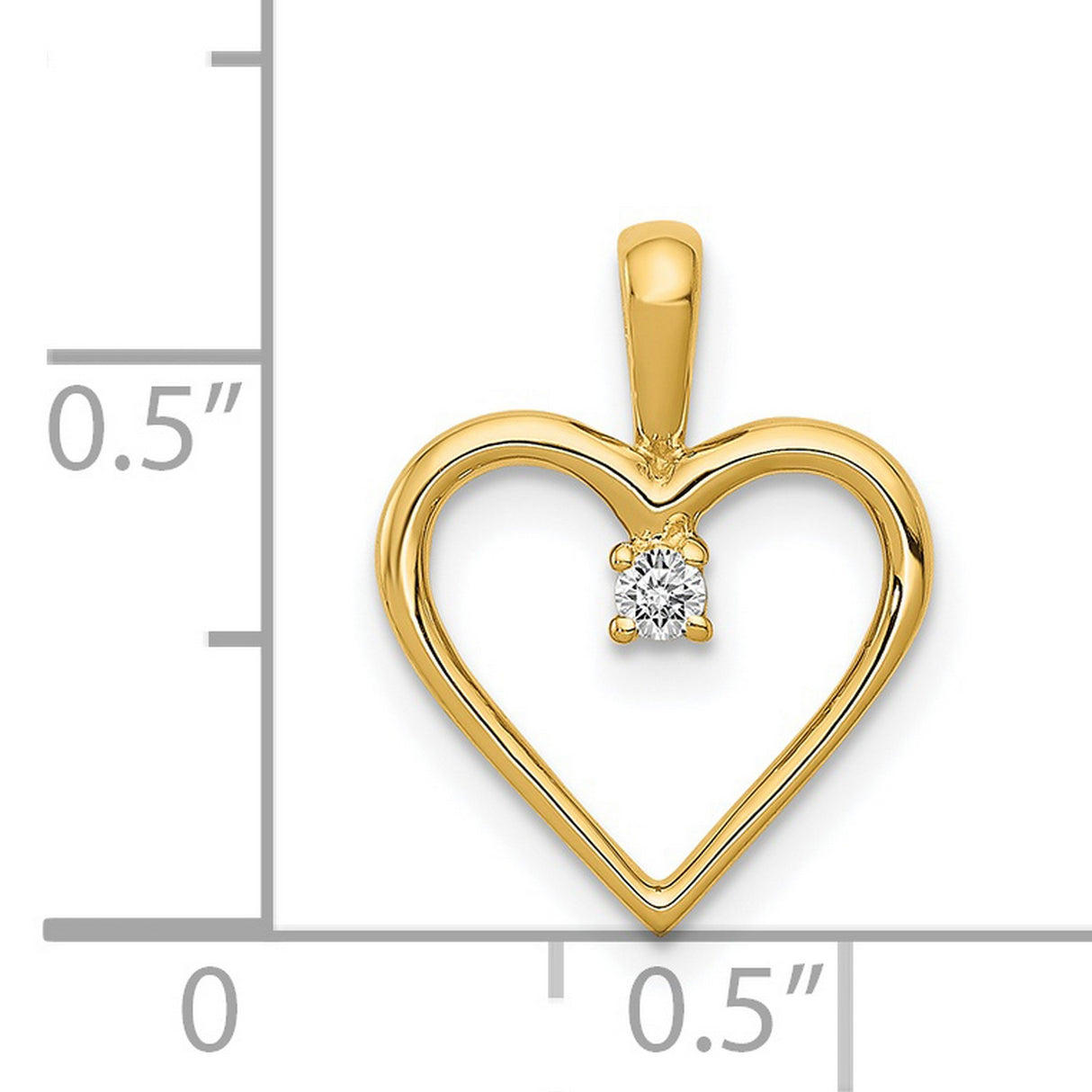 AA .03ct Diamond Heart Charm Pendant in Real 14k Yellow Gold
