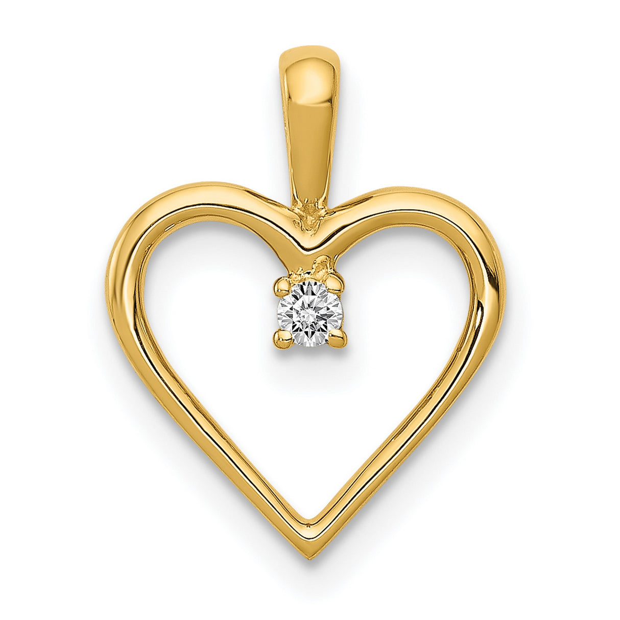 AA .03ct Diamond Heart Charm Pendant in Real 14k Yellow Gold