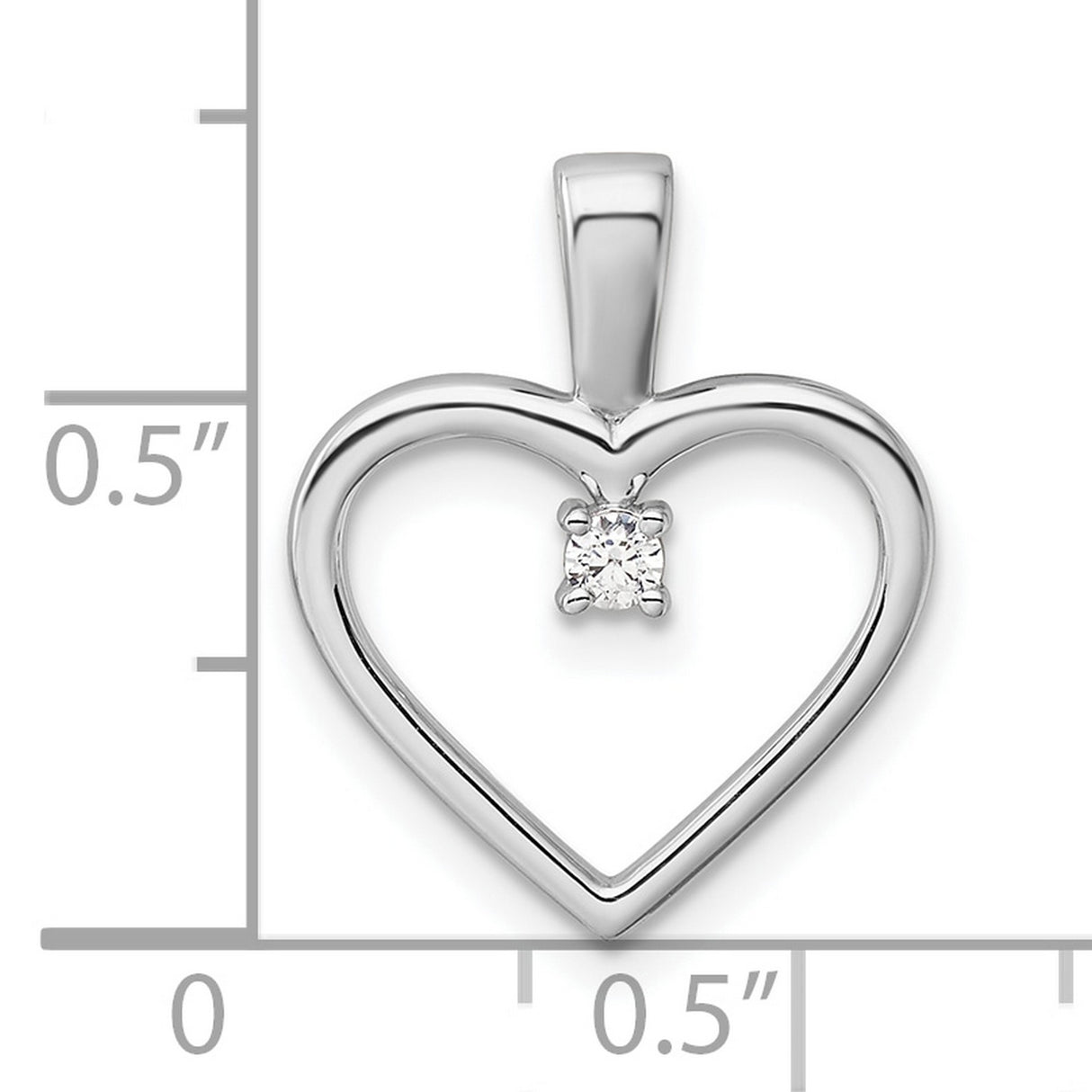 AA .05ct Diamond Heart Charm Pendant in Real 14k White Gold
