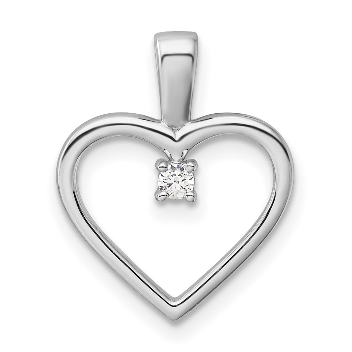 AA .05ct Diamond Heart Charm Pendant in Real 14k White Gold