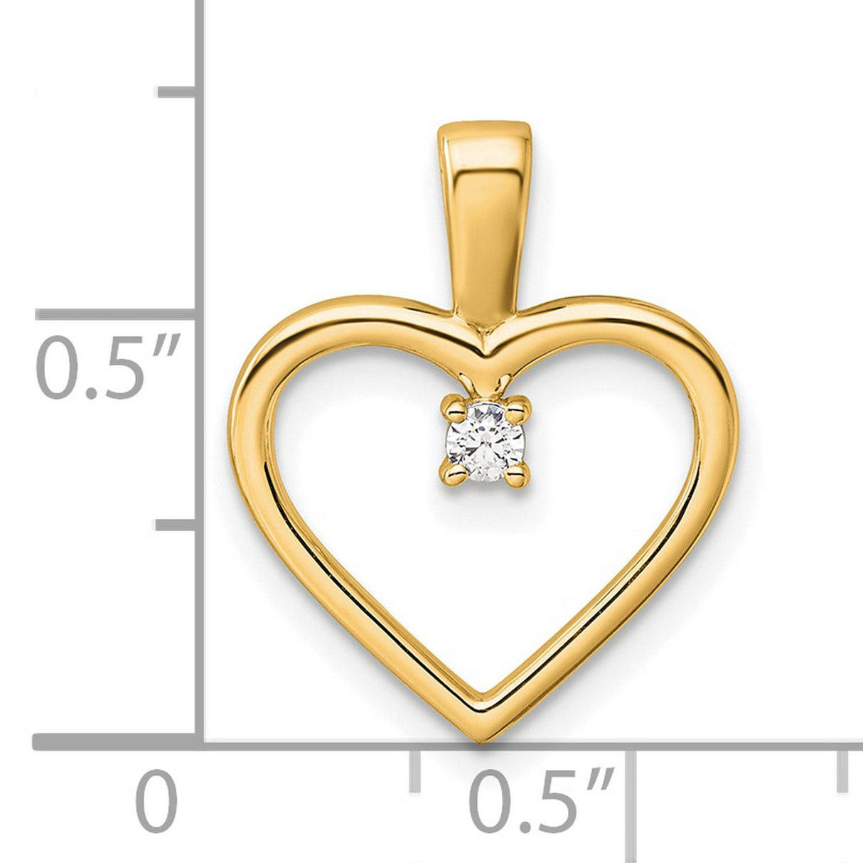 AA .05ct Diamond Heart Charm Pendant in Real 14k Yellow Gold