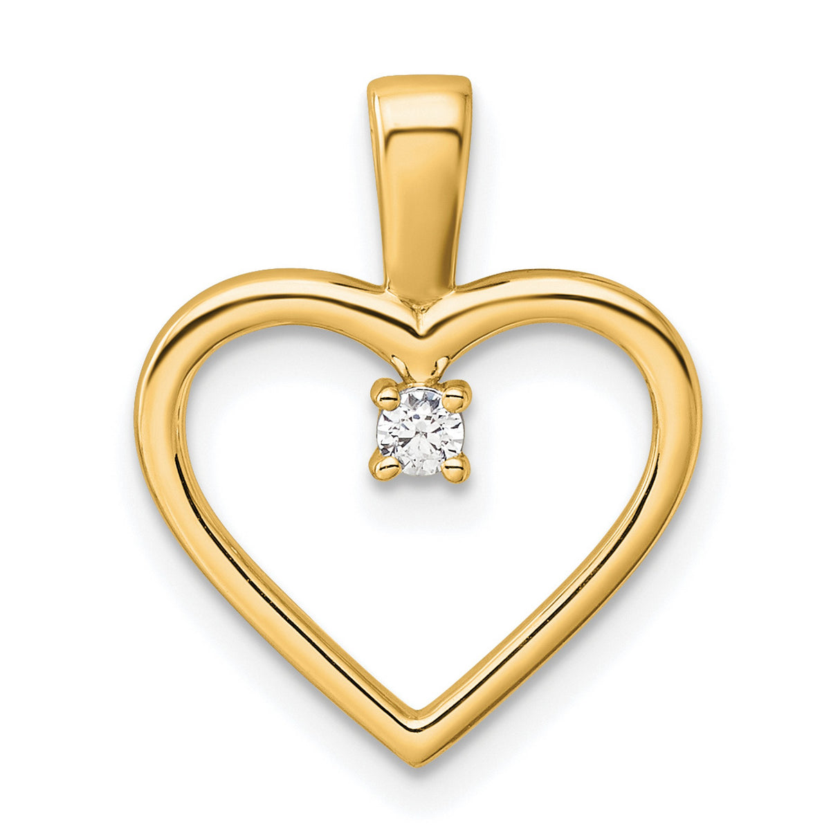AA .05ct Diamond Heart Charm Pendant in Real 14k Yellow Gold