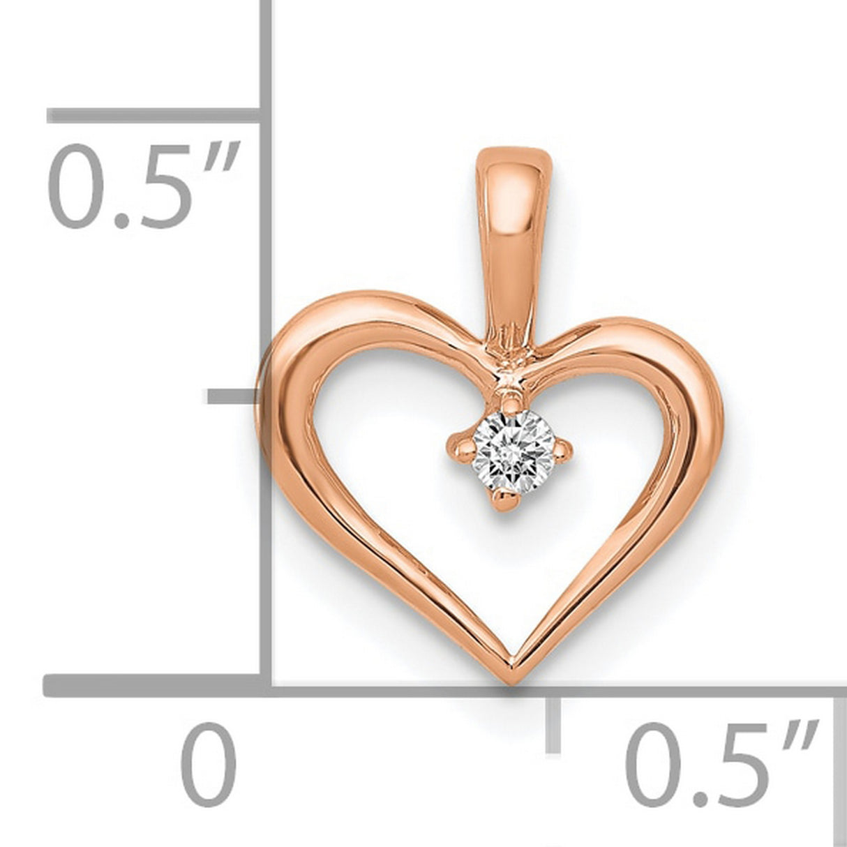 10k Rose Gold Heart Pendant with Diamond Accent, Romantic Jewelry for Women