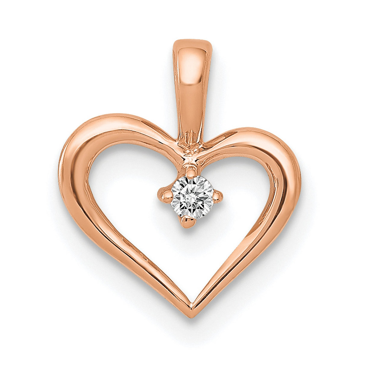 10k Rose Gold Heart Pendant with Diamond Accent, Romantic Jewelry for Women