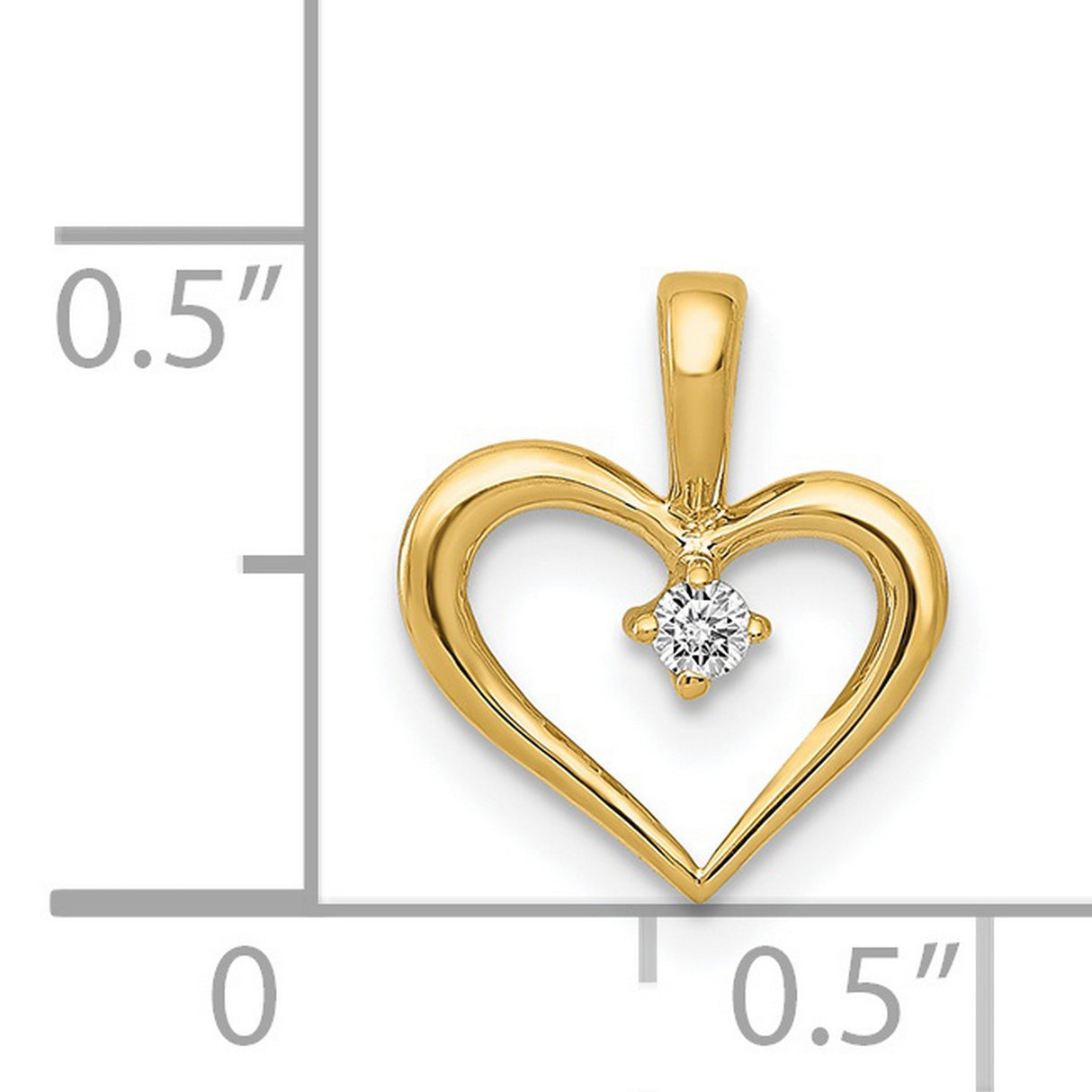 14k Yellow Gold Heart Pendant with Diamond Accent, Romantic Symbolic Jewelry for Women