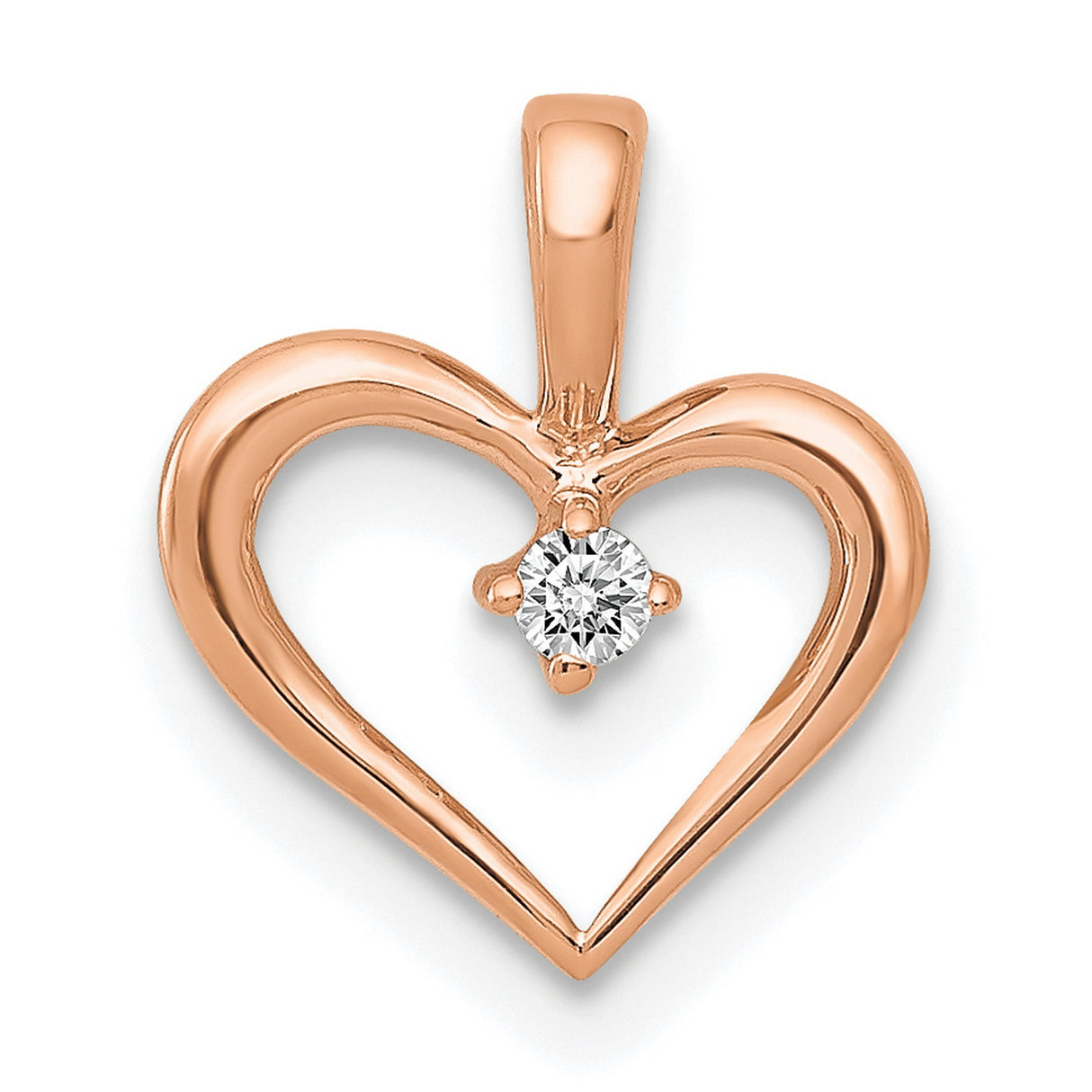 AA .05ct Diamond Heart Charm Pendant in Real 14k Rose Gold