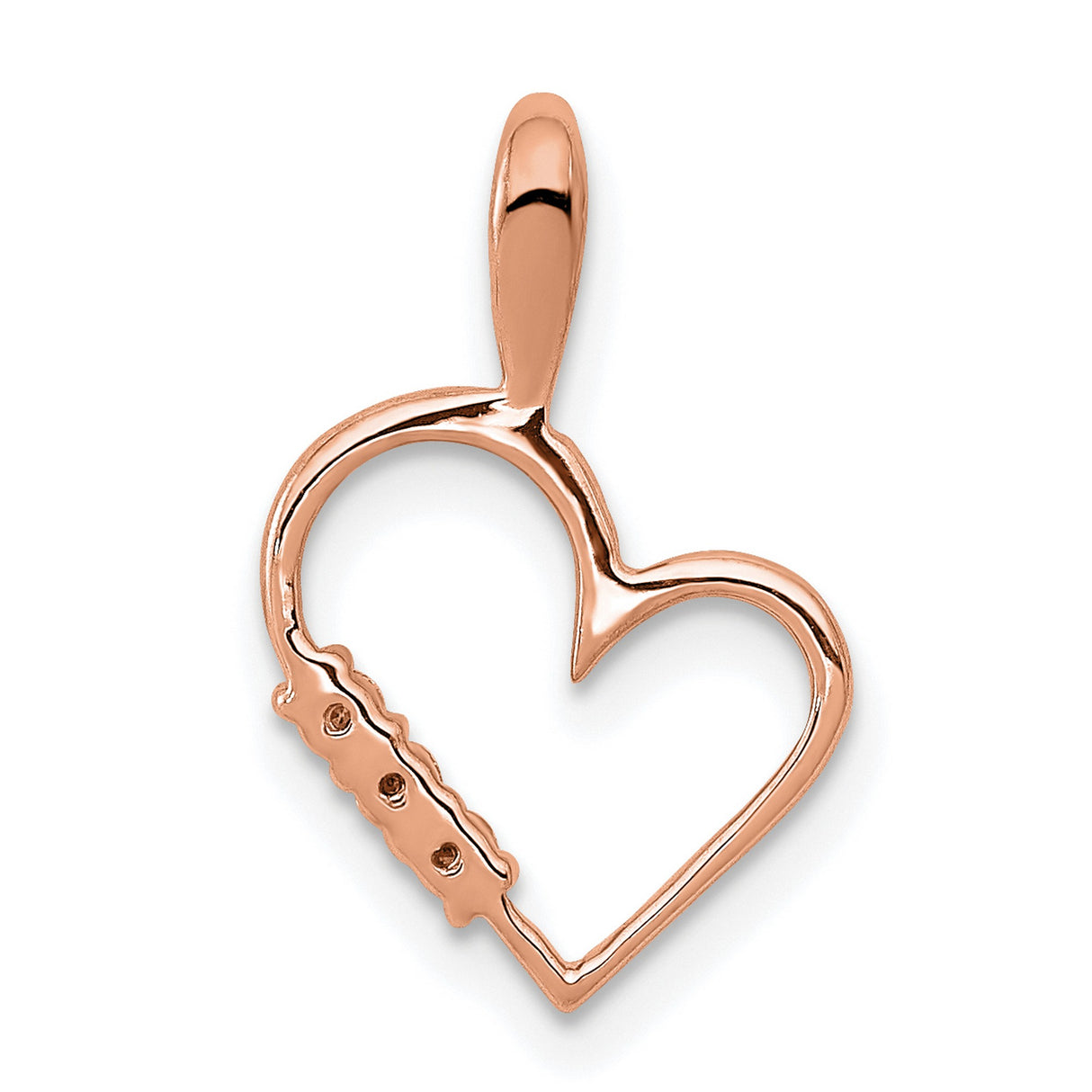 14k Rose Gold Heart Pendant with Diamonds, Romantic Anniversary Jewelry for Women