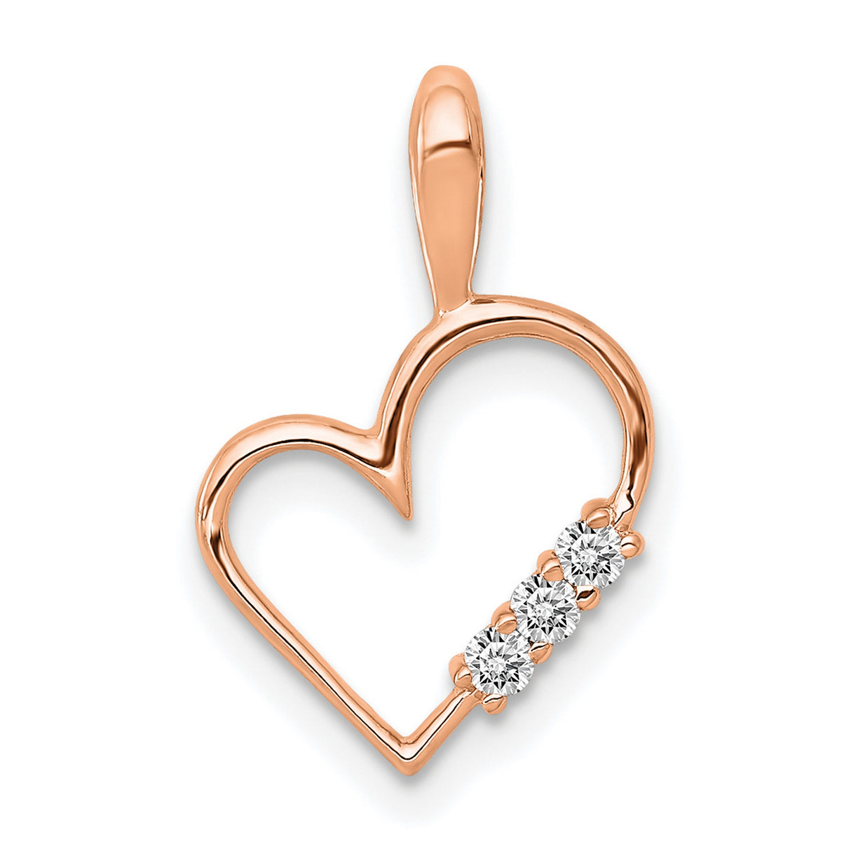 14k Rose Gold Heart Pendant with Diamonds, Romantic Anniversary Jewelry for Women