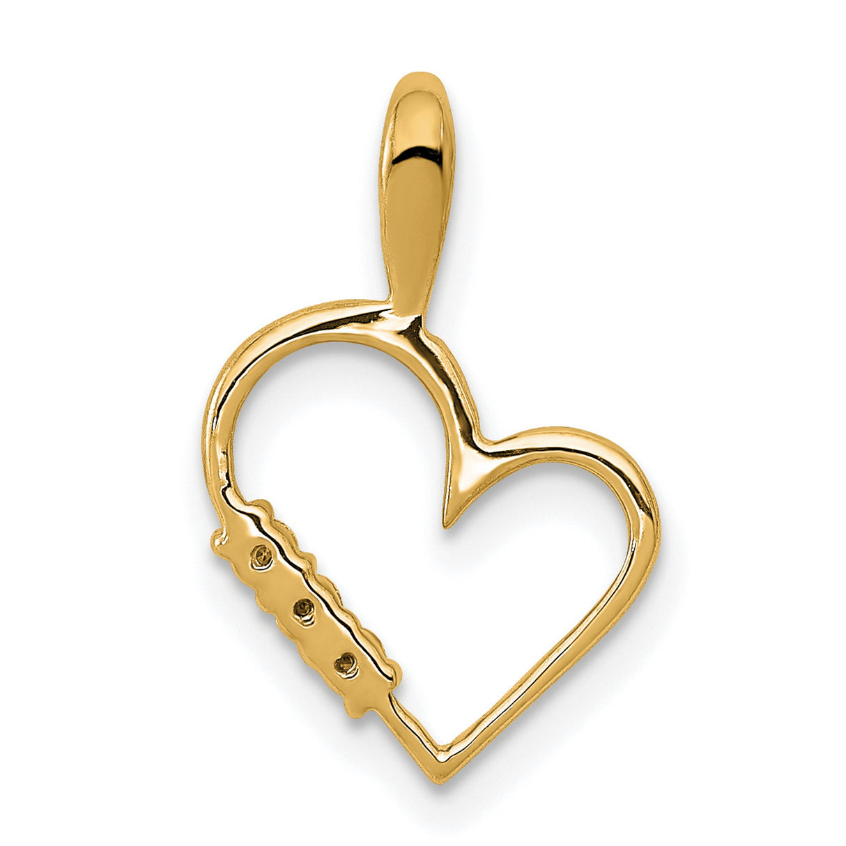AA 1/20ct Diamond Heart Charm Pendant in Real 14k Yellow Gold