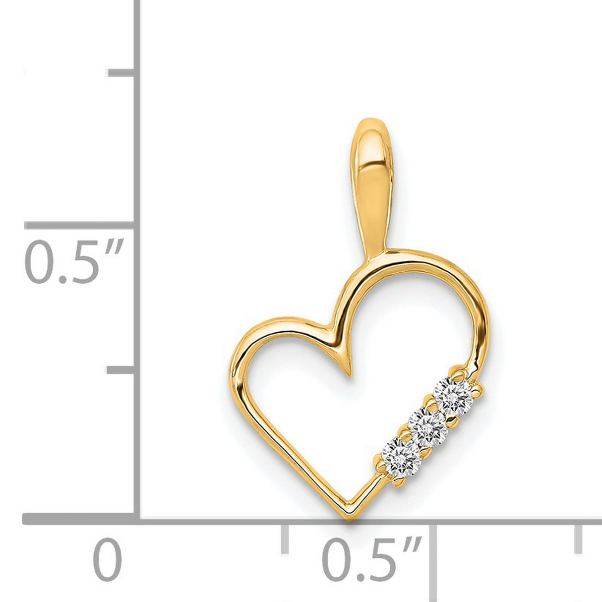 AA 1/20ct Diamond Heart Charm Pendant in Real 14k Yellow Gold
