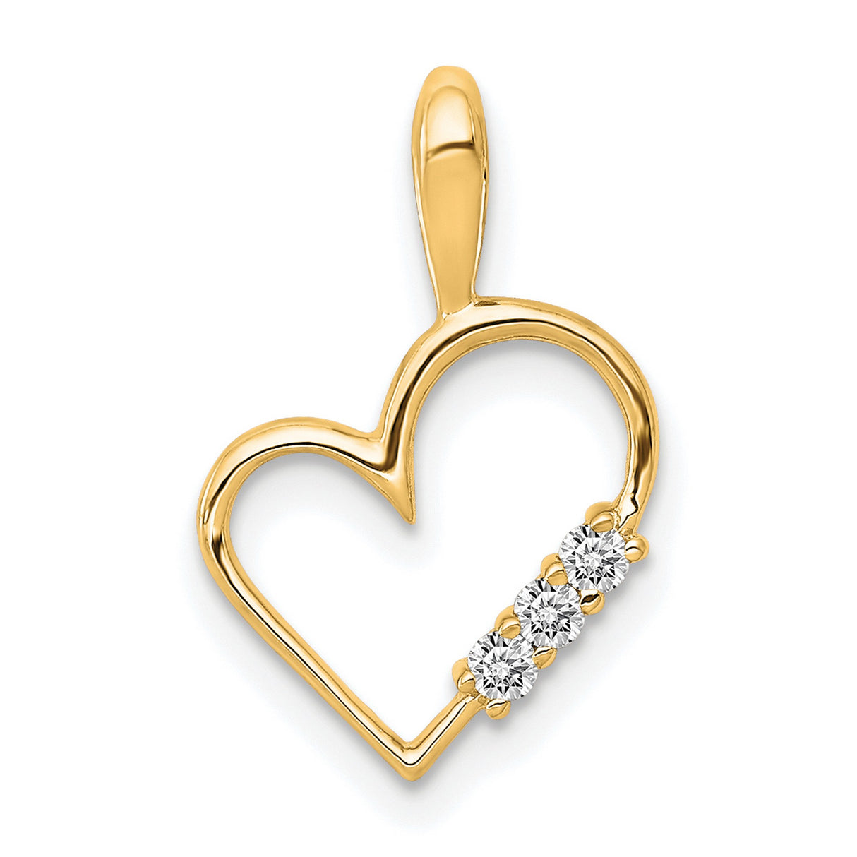 AA 1/20ct Diamond Heart Charm Pendant in Real 14k Yellow Gold