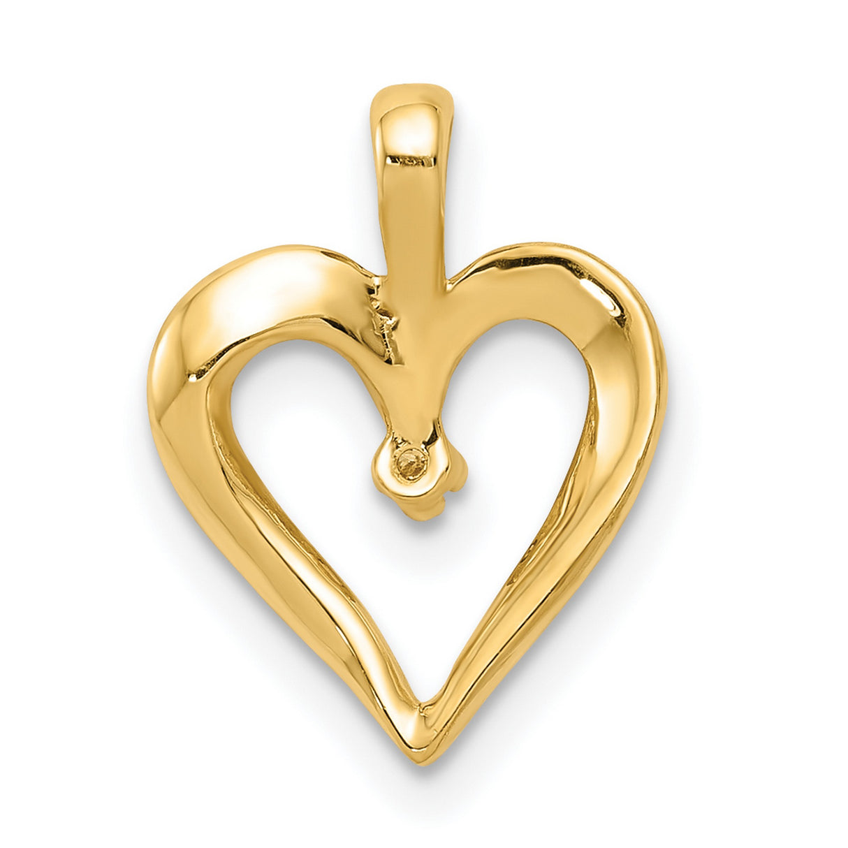 AA Diamond Heart Pend Charm Pendant in Real 14k Yellow Gold
