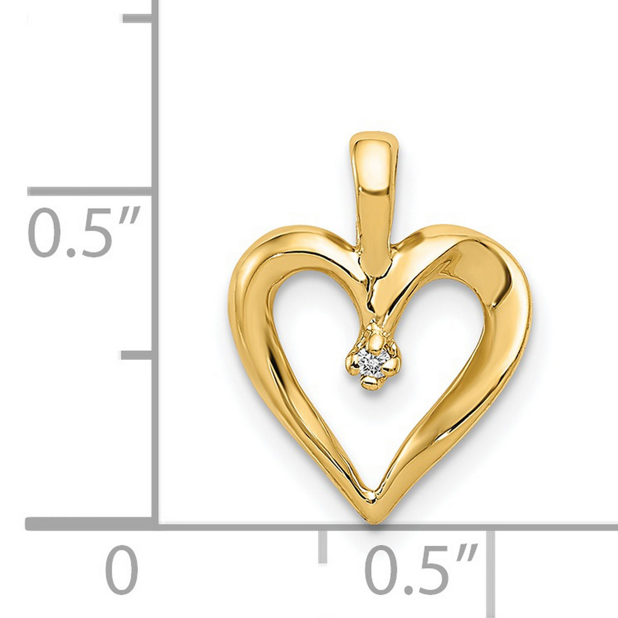AA Diamond Heart Pend Charm Pendant in Real 14k Yellow Gold