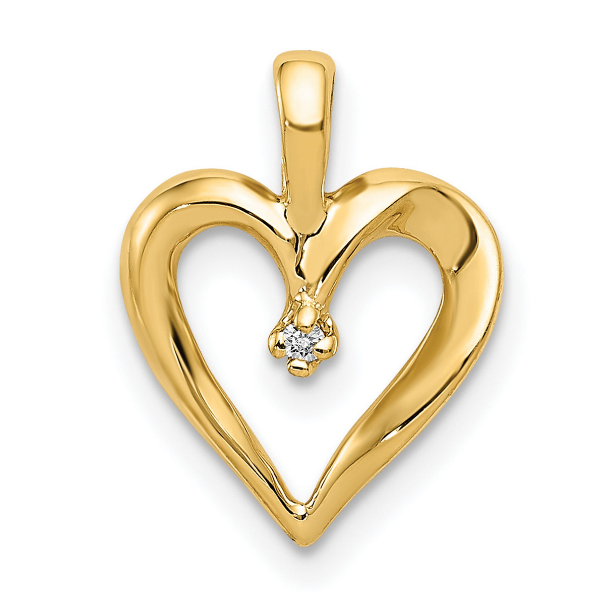 AA Diamond Heart Pend Charm Pendant in Real 14k Yellow Gold