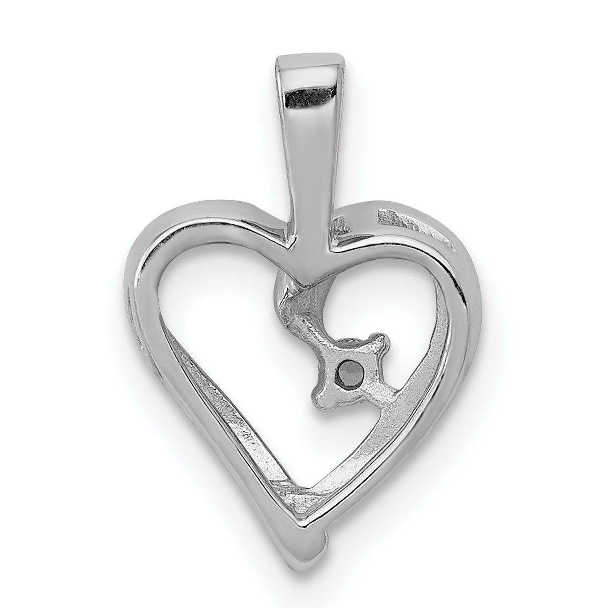 AA .02ct Diamond Heart Charm Pendant in Real 14k White Gold