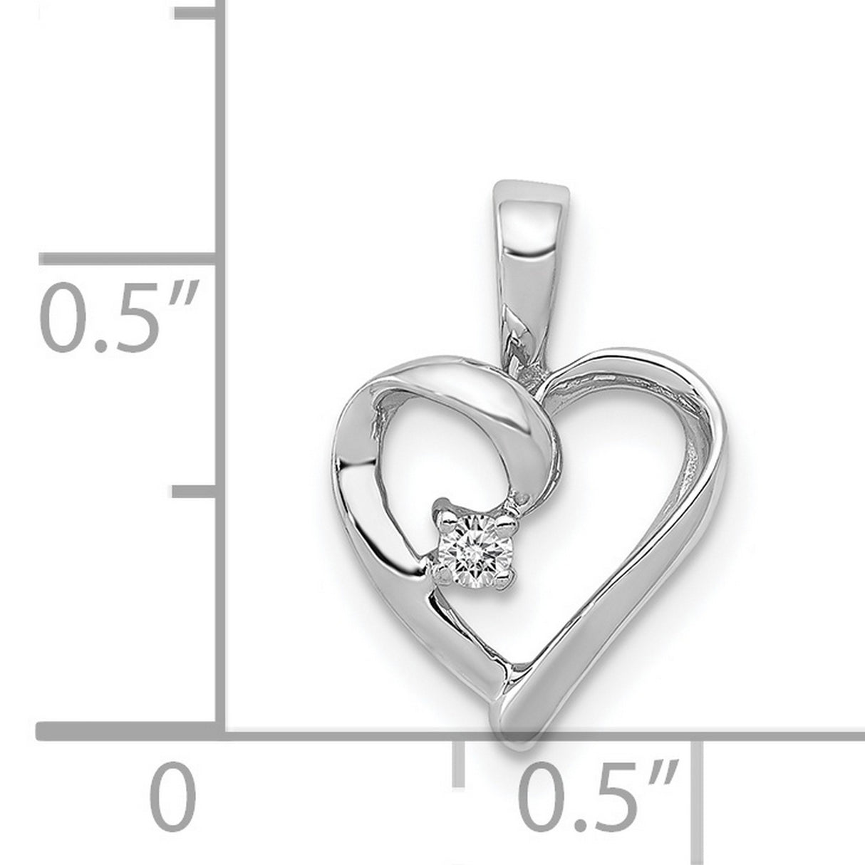 AA .02ct Diamond Heart Charm Pendant in Real 14k White Gold