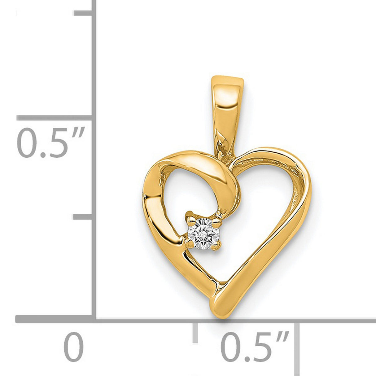 AA .02ct Diamond Heart Charm Pendant in Real 14k Yellow Gold