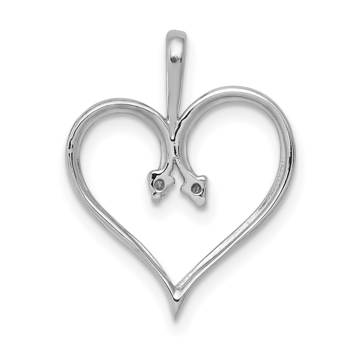 14k White Gold Heart Pendant with Diamond Accents, Open Heart Design for Women