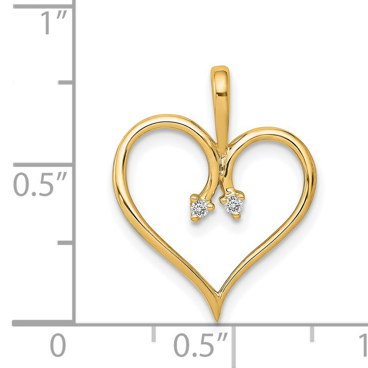 AA .02ct Diamond Heart Charm Pendant in Real 14k Yellow Gold
