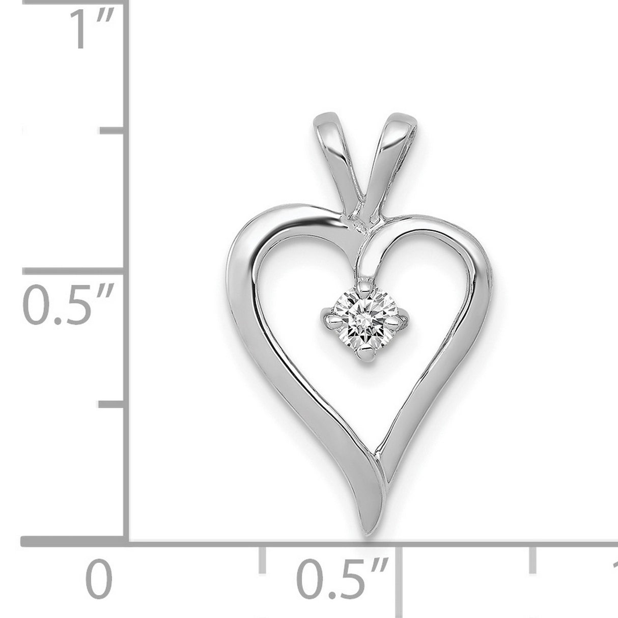 AA 1/10ct Diamond Heart Charm Pendant in Real 14k White Gold
