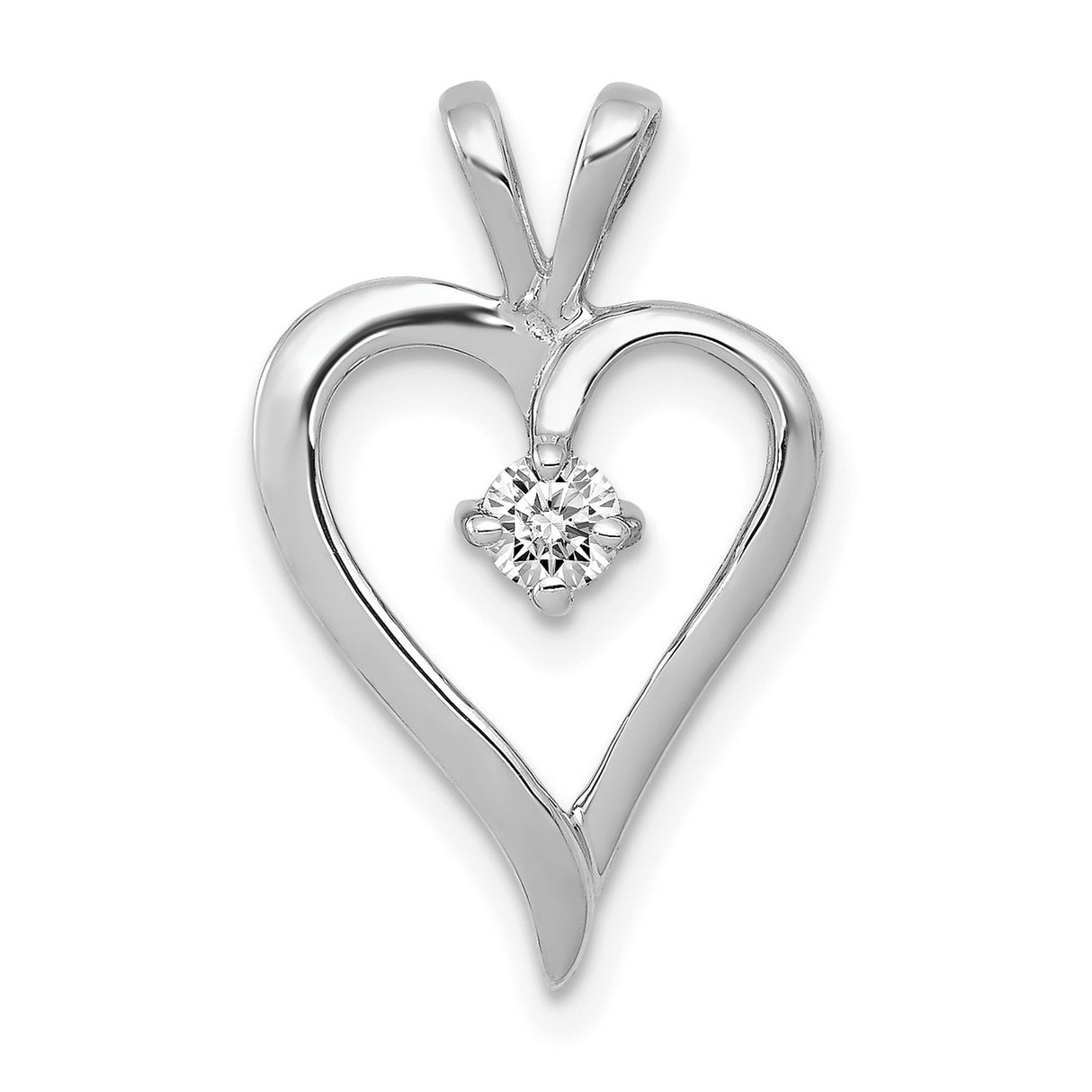 AA 1/10ct Diamond Heart Charm Pendant in Real 14k White Gold