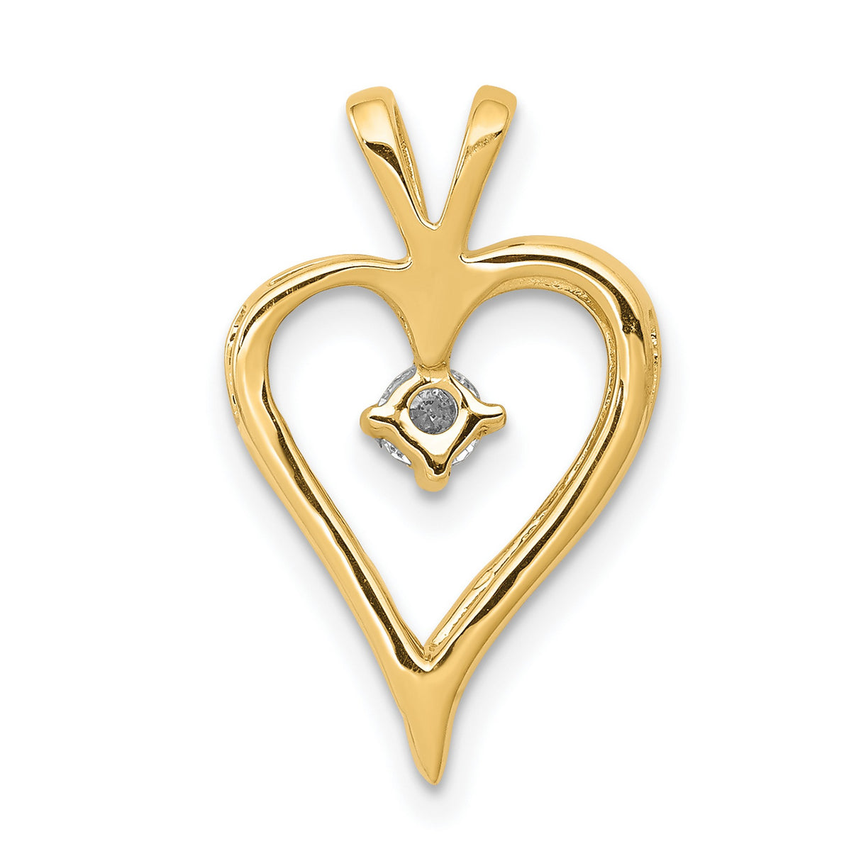 AA 1/10ct Diamond Heart Charm Pendant in Real 14k Yellow Gold