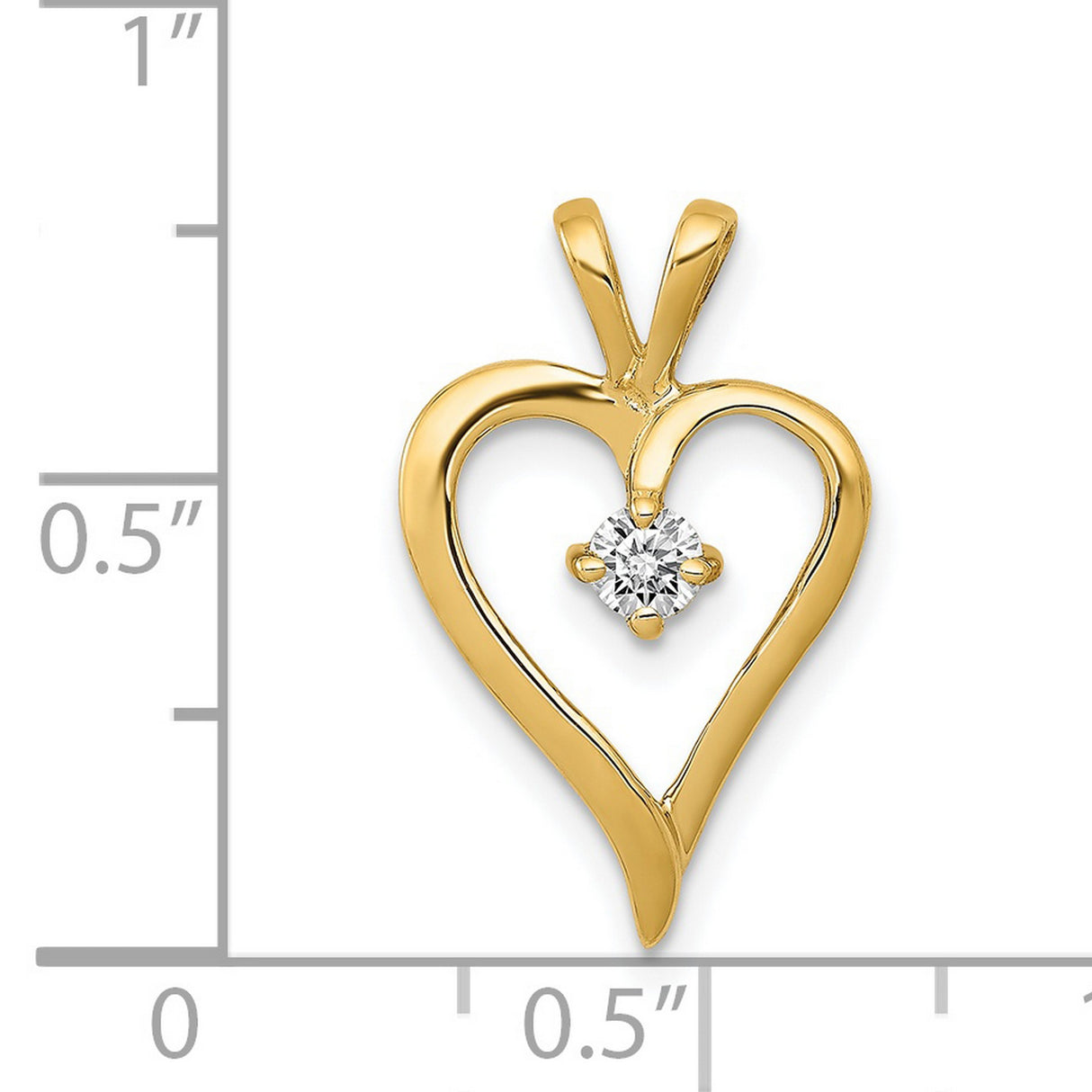 AA 1/10ct Diamond Heart Charm Pendant in Real 14k Yellow Gold