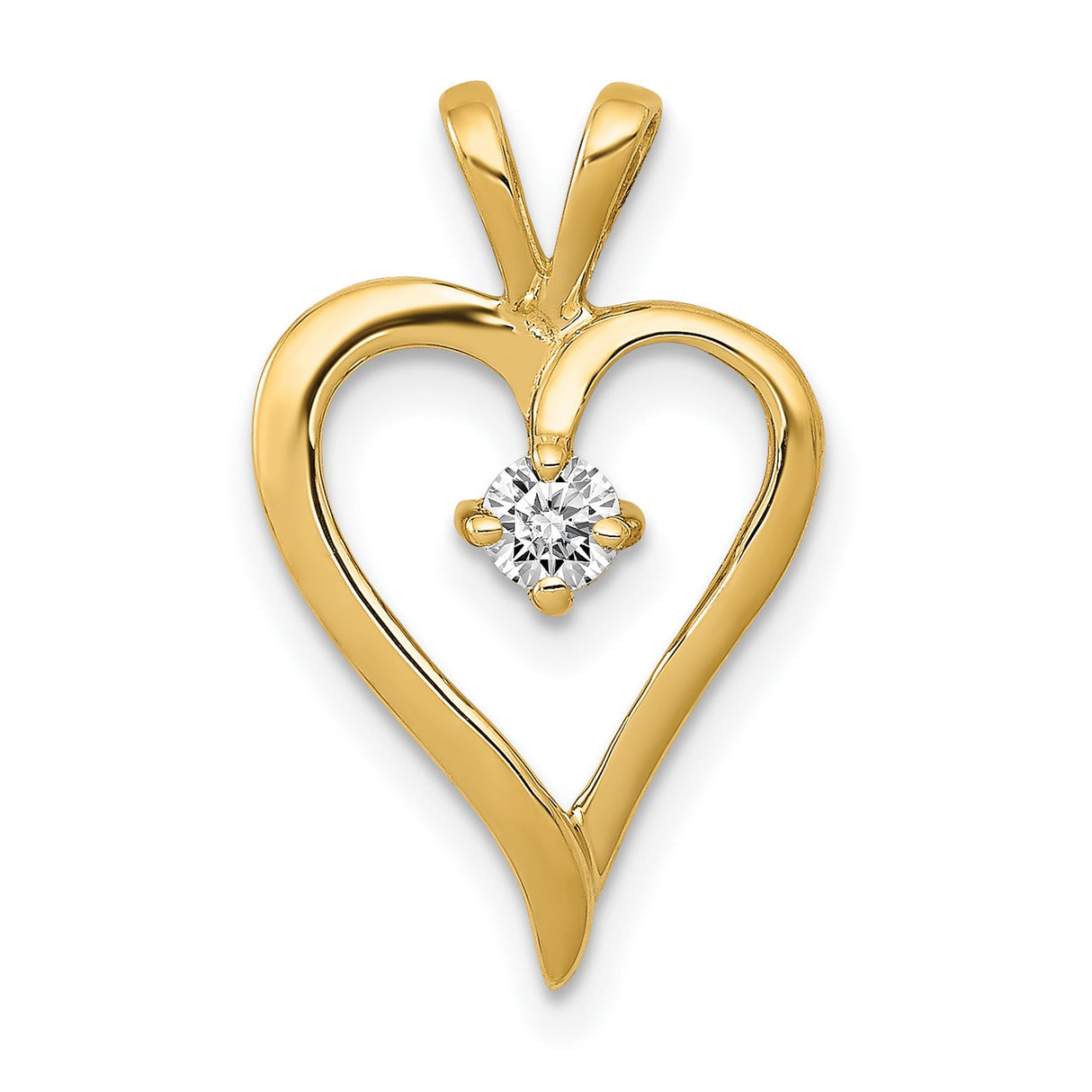 AA 1/10ct Diamond Heart Charm Pendant in Real 14k Yellow Gold