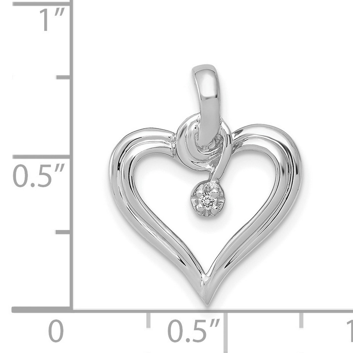 AA .01ct Diamond Heart Charm Pendant in Real 14k White Gold