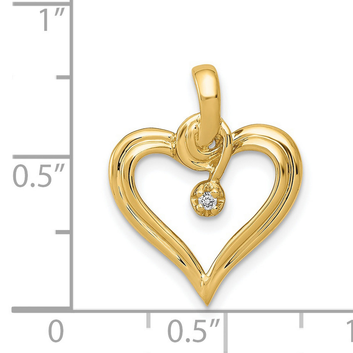 14k Yellow Gold Heart Pendant with Dangling Diamond Accent, Romantic Jewelry for Women