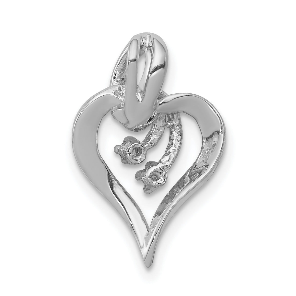 AA Diamond Fancy Heart Charm Pendant in Real 14k White Gold
