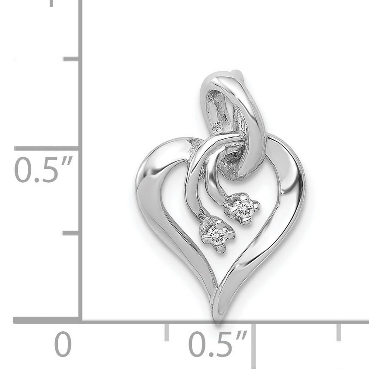 AA Diamond Fancy Heart Charm Pendant in Real 14k White Gold