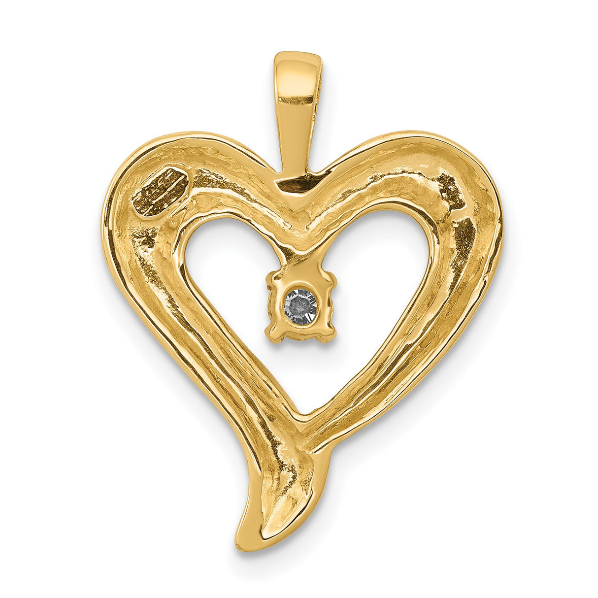 AA Diamond Heart Charm Pendant in Real 14k Yellow Gold
