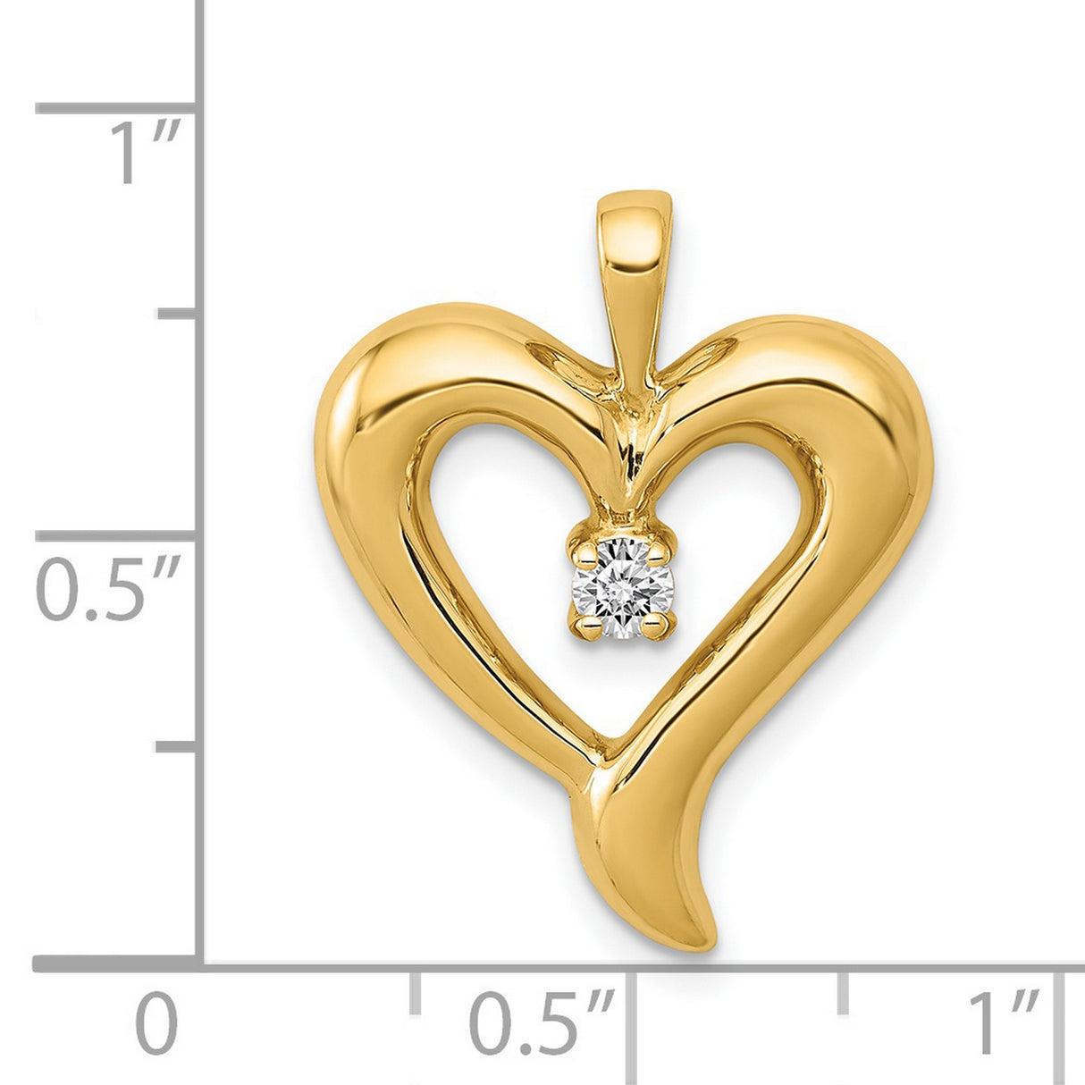 AA Diamond Heart Charm Pendant in Real 14k Yellow Gold