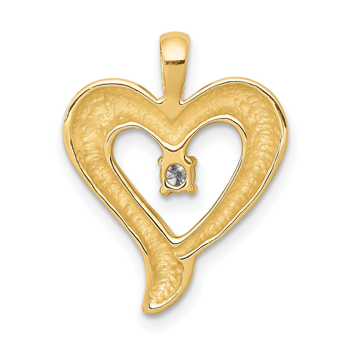 AA Diamond Heart Charm Pendant in Real 14k Yellow Gold