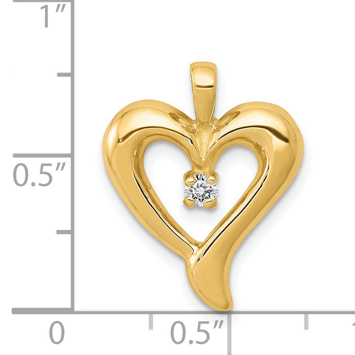 AA Diamond Heart Charm Pendant in Real 14k Yellow Gold