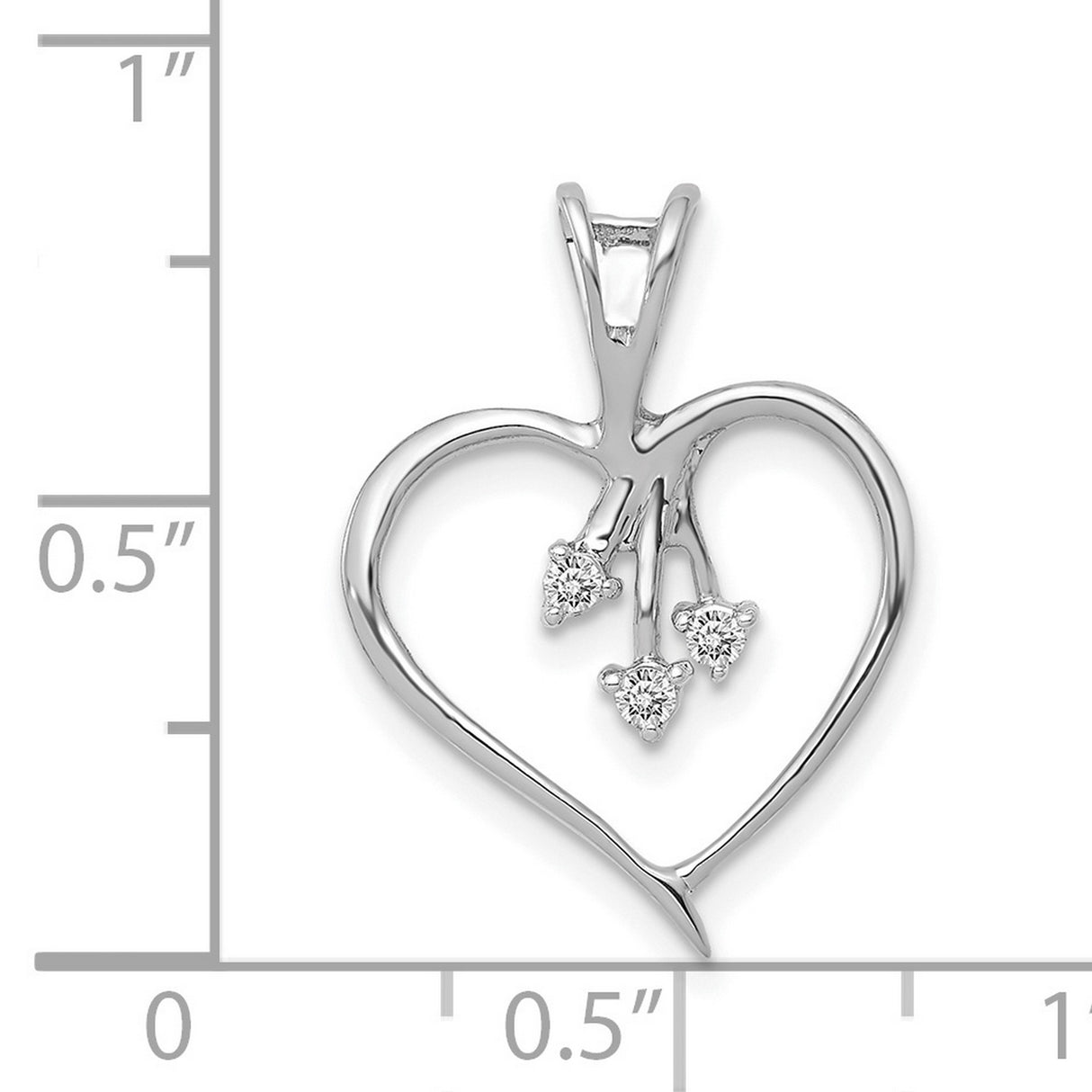 14k White Gold Heart Pendant with Diamond Accents, Tree Design, Symbolizing Love and Family